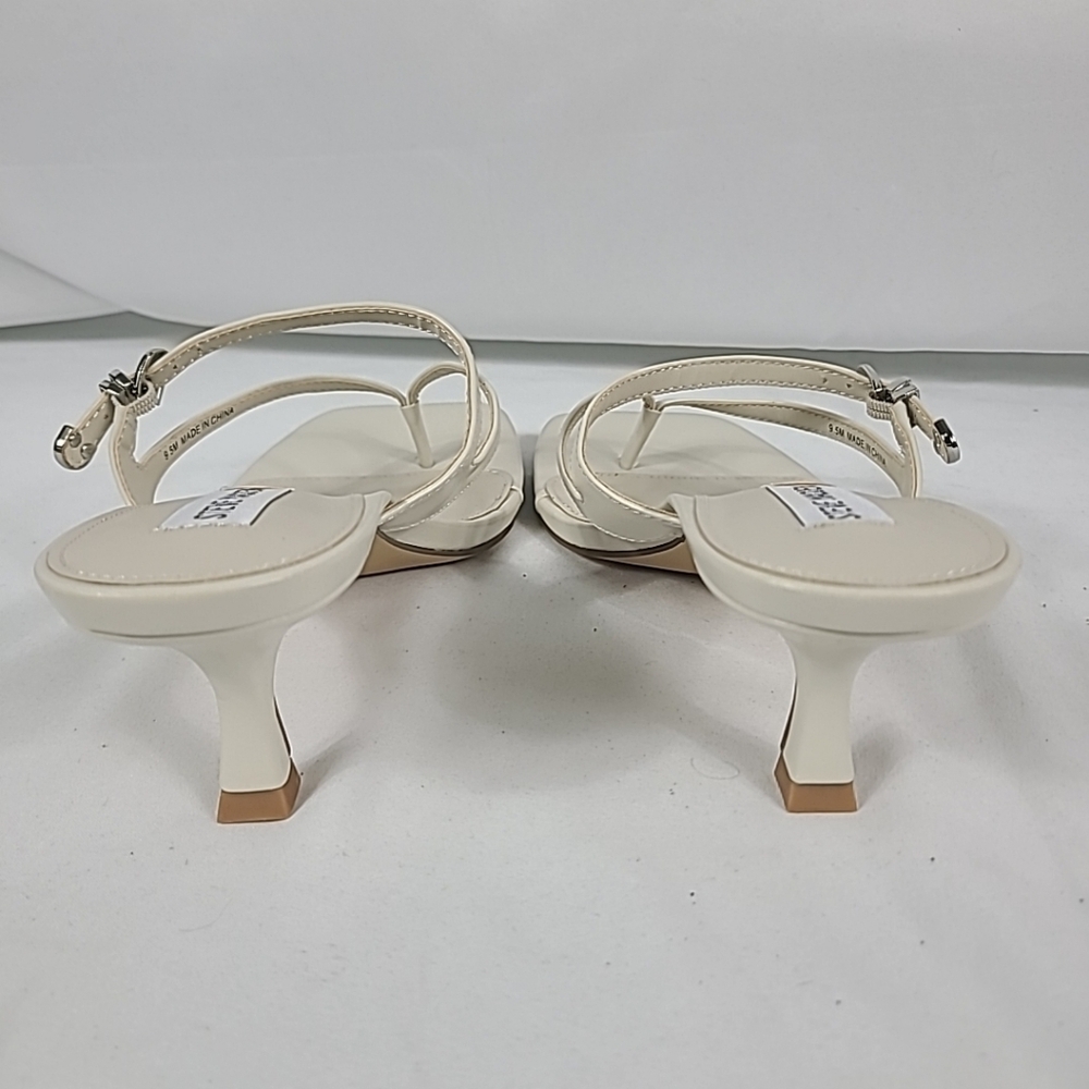 NEW Steve Madden Samann Sandals Women Bone Square Toe Spool Heel Sz 9.5 Heel 2.5 - Picture 4 of 6